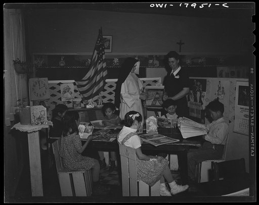 Untitled photo, possibly related to: Penasco, New Mexico. Public health nurse visiting the grade school