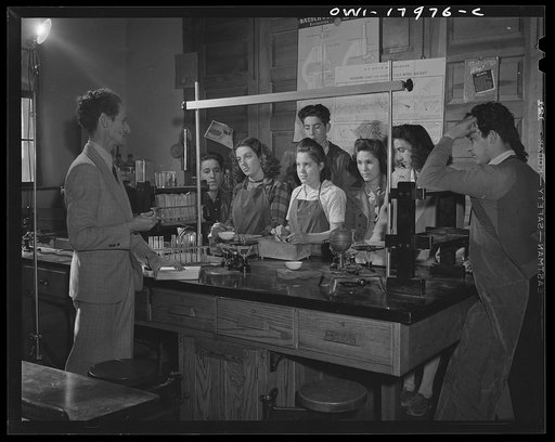 Penasco, New Mexico. Science class in the high school making soil tests