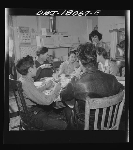 Untitled photo, possibly related to: Questa (vicinity), New Mexico. Mary Lennard, a Red Cross nurse from the clinic operated by the Taos County cooperative health association, making a home call