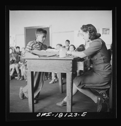 Untitled photo, possibly related to: Questa, New Mexico. Grade school
