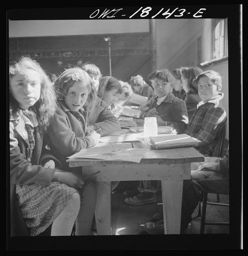 Untitled photo, possibly related to: Questa, New Mexico. Grade school