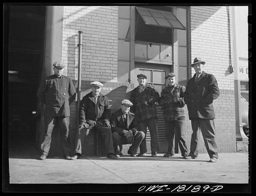 Untitled photo, possibly related to: New York, New York. Associated Transport Company trucking terminal on Twenty-third Street. Local drivers