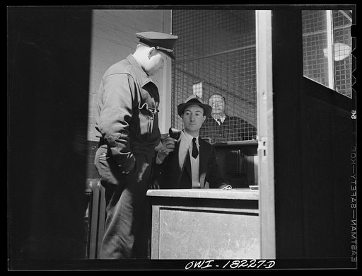 Untitled photo, possibly related to: New York, New York. Associated Transport Company trucking terminal on Washington Street. Driver Hunter V. Rhyne getting into the truck which he will drive to Baltimore