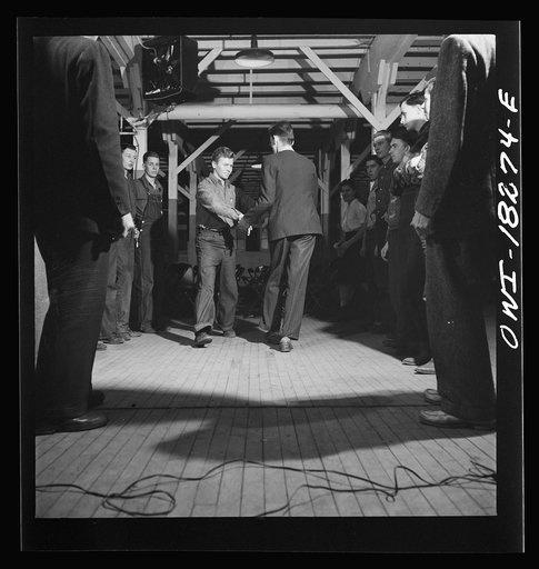 Untitled photo, possibly related to: Madison, Wisconsin. Farm short course school at the University of Wisconsin. Interest in rural culture and customs is stimulated at the school. This class in rural society often practices square dances