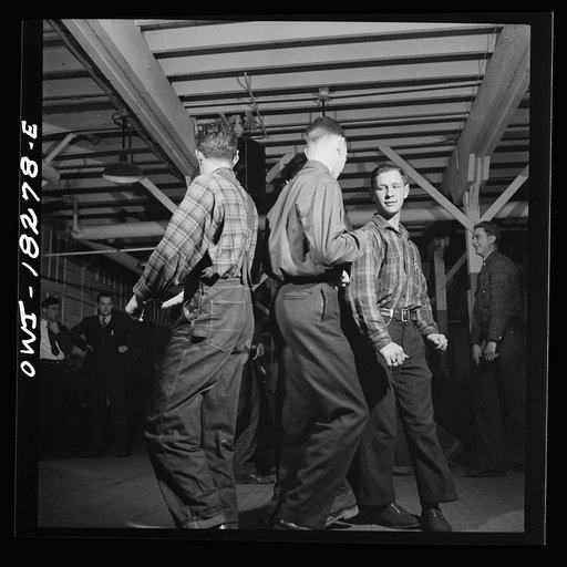 Untitled photo, possibly related to: Madison, Wisconsin. Farm short course school at the University of Wisconsin. Interest in rural culture and customs is stimulated at the school. This class in rural society often practices square dances