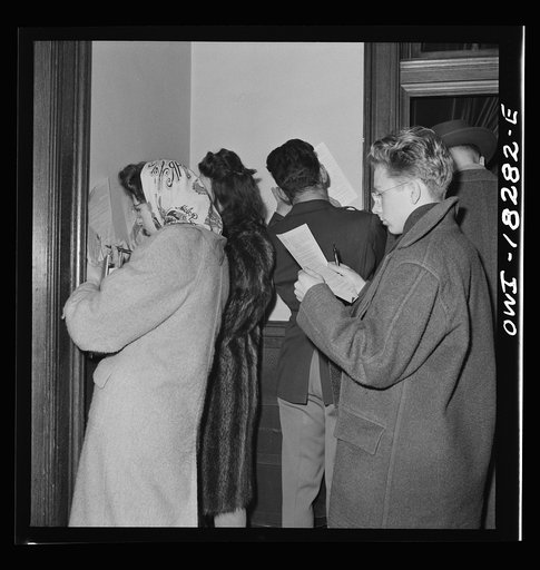 Madison, Wisconsin. Farm short course school at the University of Wisconsin. Students registering for ration book number two