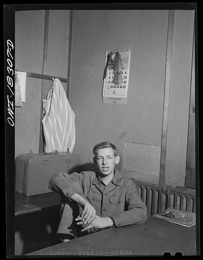 Untitled photo, possibly related to: Madison, Wisconsin. Farm short course school at the University of Wisconsin. Rodger Graveson, of Webster, Wisconsin, where his family has an eighty-acre farm and eight cows. An older brother also attends the school