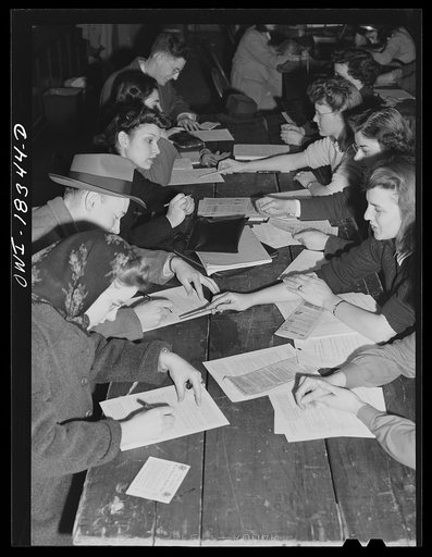Madison, Wisconsin. University of Wisconsin students registering for ration book number two
