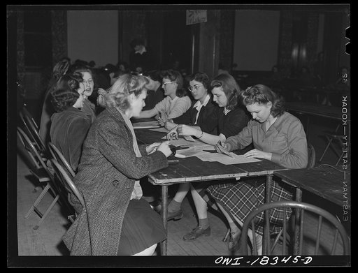 Madison, Wisconsin. University of Wisconsin students registering for ration book number two
