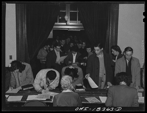 Madison, Wisconsin. University of Wisconsin students registering for ration book number two