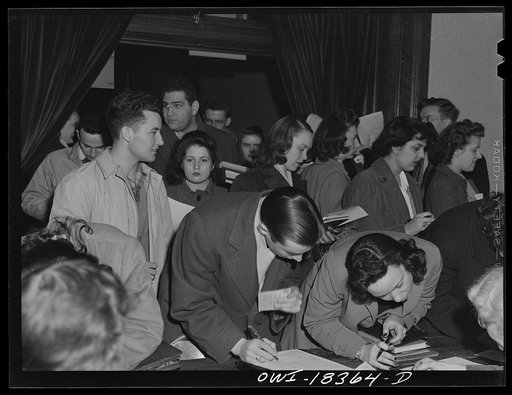 University of Wisconsin students registering for ration book number two