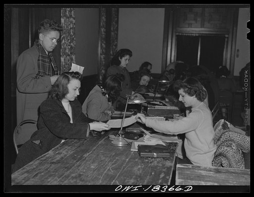 Madison, Wisconsin. University of Wisconsin students registering for ration book number two