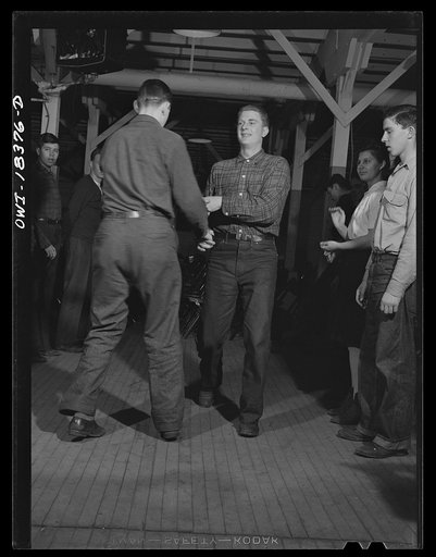 Untitled photo, possibly related to: Madison, Wisconsin. Farm short course school at the University of Wisconsin. Interest in rural culture and customs is stimulated at the school. This class in rural society often practices square dances