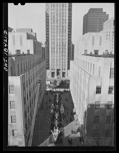 Untitled photo, possibly related to: New York, New York. "United Nations" exhibition of photographs presented by the United States Office of War Information (OWI) on Rockefeller Plaza