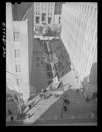 Untitled photo, possibly related to: New York, New York. "United Nations" exhibition of photographs presented by the United States Office of War Information (OWI) on Rockefeller Plaza