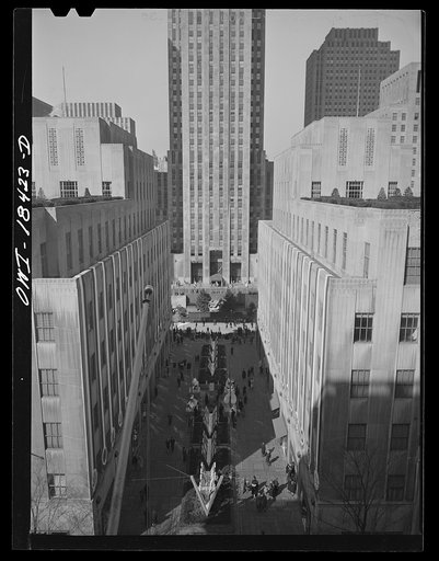Untitled photo, possibly related to: New York, New York. "United Nations" exhibition of photographs presented by the United States Office of War Information (OWI) on Rockefeller Plaza