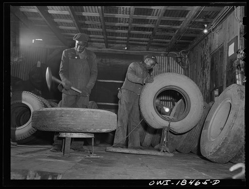 Baltimore, Maryland. Associated Transport Company trucking terminal. Tire repair shop