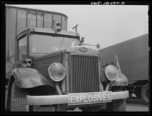 Baltimore, Maryland. Associated Transport Company trucking terminal. Truck loaded with explosives