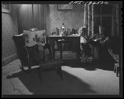 Moreno Valley, Colfax County, New Mexico. Evening at home on George Mutz's ranch