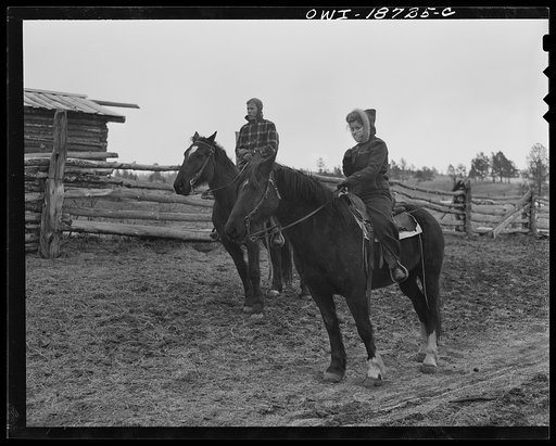 Untitled photo, possibly related to: Moreno Valley, Colfax County, New Mexico. The Mutz children on their way to school