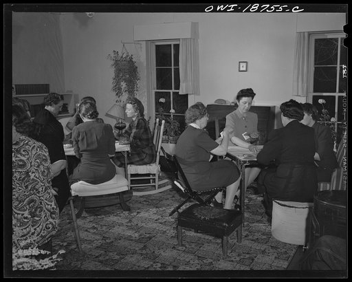 Moreno Valley, Colfax County, New Mexico. Ranchers' wives playing bridge at a community card party held in the home of George Turner