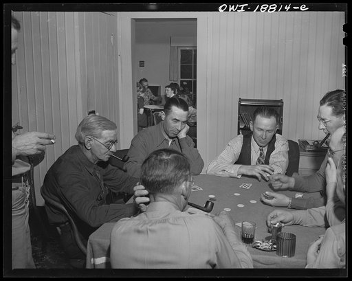 Moreno Valley, Colfax County, New Mexico. A poker party at the home of George Turner, a cattle rancher