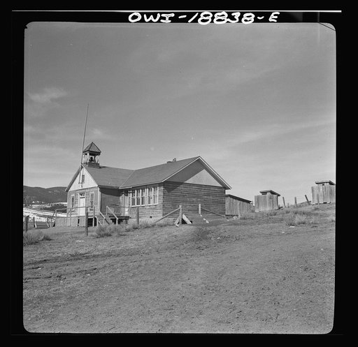 Elizabethtown, New Mexico. The grade school in a deserted gold camp town which dated back to the 1870s