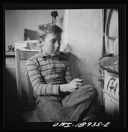 Untitled photo, possibly related to: Moreno Valley, Colfax County, New Mexico. One of the Mutz boys on the cattle ranch in the Rocky Mountains