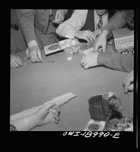 Untitled photo, possibly related to: Moreno Valley, Colfax County, New Mexico. A poker party at George Turner's ranch