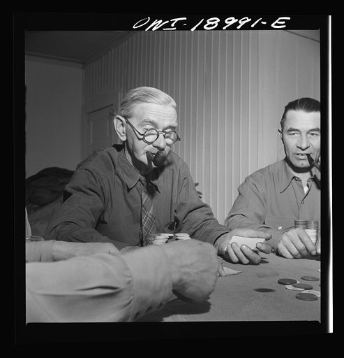 Untitled photo, possibly related to: Moreno Valley, Colfax County, New Mexico. A poker party at George Turner's ranch