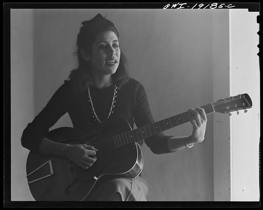 Untitled photo, possibly related to: Albuquerque, New Mexico. Spanish-American girl singing folk songs