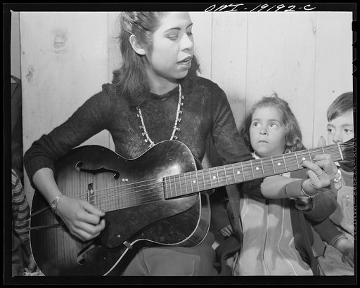 Untitled photo, possibly related to: Albuquerque, New Mexico. Spanish-American girl singing folk songs