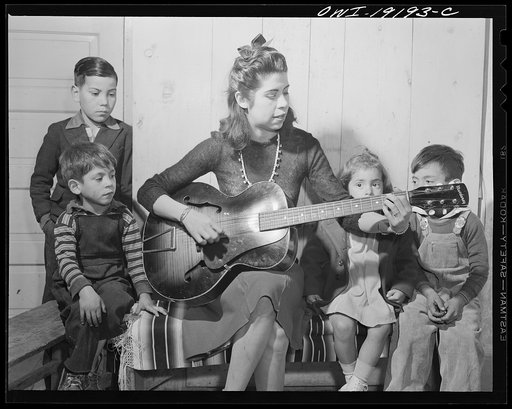 Untitled photo, possibly related to: Albuquerque, New Mexico. Spanish-American girl singing folk songs