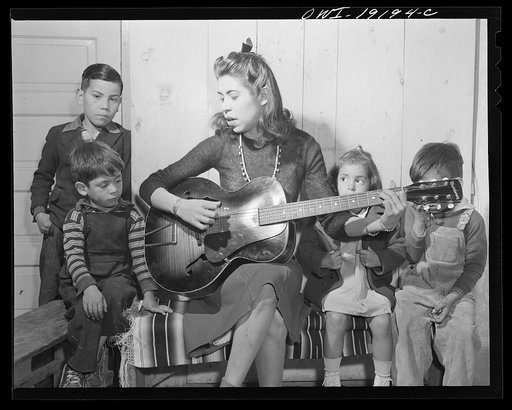 Untitled photo, possibly related to: Albuquerque, New Mexico. Spanish-American girl singing folk songs