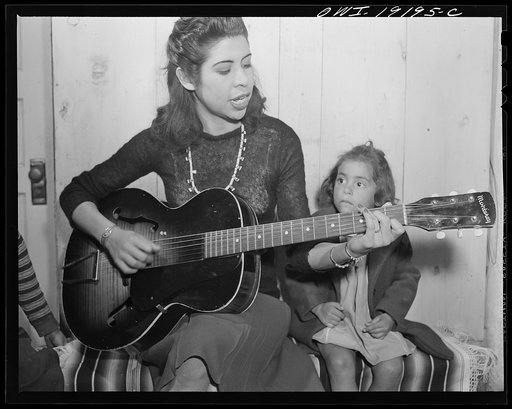 Untitled photo, possibly related to: Albuquerque, New Mexico. Spanish-American girl singing folk songs
