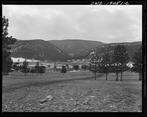Moreno Valley, Colfax County, New Mexico. A view of the Mutz ranch, looking west