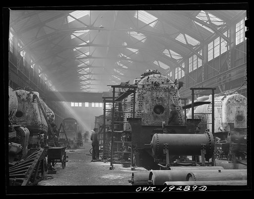 Topeka, Kansas. General view of part of the Atchison, Topeka and Santa Fe Railroad locomotive shops
