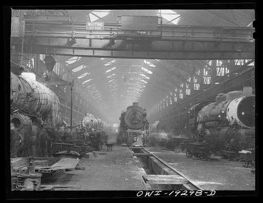 Topeka, Kansas. General view of part of the Atchison, Topeka and Santa Fe Railroad shops