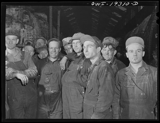 Topeka, Kansas. Workers employed at the Atchison, Topeka and Santa Fe Railroad locomotive shops