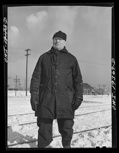 Chicago, Illinois. G.A. Pickerell, switchman at the Corwith Railroad yard