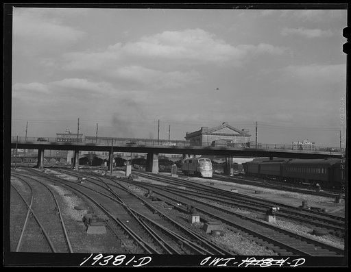 Kansas City, Missouri. Atchison, Topeka and Santa Fe Railroad tracks near the depot