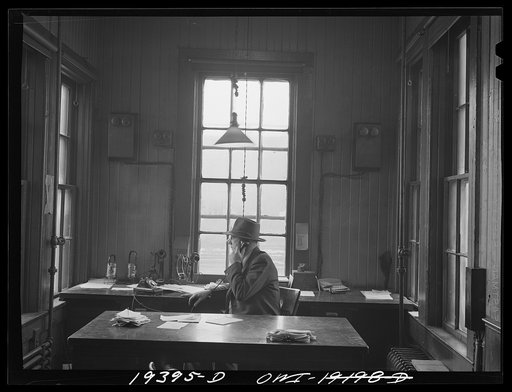 Untitled photo, possibly related to: Fort Madison, Iowa. Mr. H. D. Tyres, yardmaster on the route of the Atchison, Topeka and Santa Fe Railroad