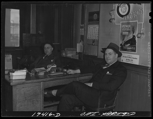 Kansas City, Missouri. R. O. True, left, special agent, and K. M. Oaks, right, assistant special agent, of the Atchison, Topeka and Santa Fe Railway