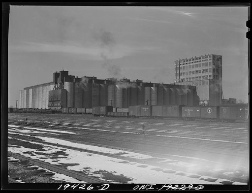 Untitled photo, possibly related to: Argentine, near Kansas City, Kansas. The Atchison, Topeka and Santa Fe Railway's ten million bushel grain elevator