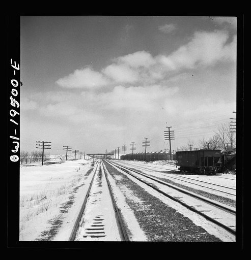 Untitled photo, possibly related to: Ransom, Illinois. Going through the town on the Atchison, Topeka and Santa Fe Railroad between Chicago and Chillicothe, Illinois