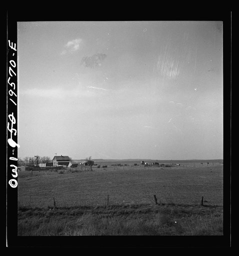 Alva (vicinity), Oklahoma. Farm landscape along the Atchison, Topeka and Santa Fe Railroad between Wellington, Kansas and Waynoka, Oklahoma