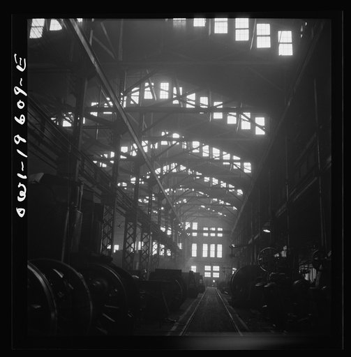 Untitled photo, possibly related to: Topeka, Kansas. A general view of a part of the locomotive shops of the Atchison, Topeka, and Santa Fe Railroad