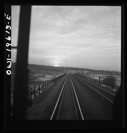 Fort Madison, Iowa. Leaving the Atchison, Topeka, and Santa Fe Railroad yard early in the morning