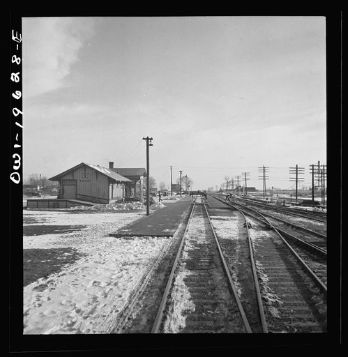 Baring, Missouri. Going through the town on the Atchison, Topeka, and Santa Fe Railroad between Fort Madison, Iowa and Marceline, Missouri