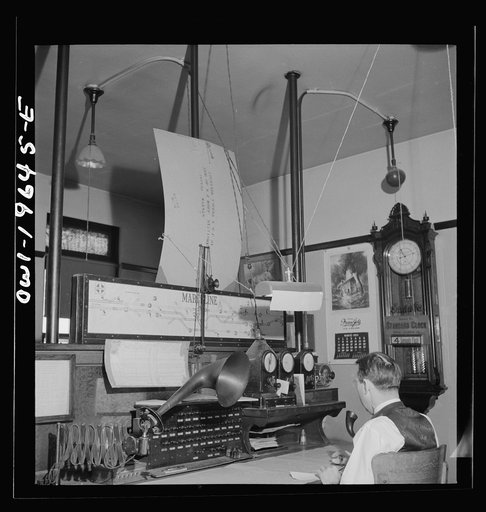 Marceline, Missouri. A dispatcher at work in the Atchison, Topeka, and Santa Fe Railroad offices
